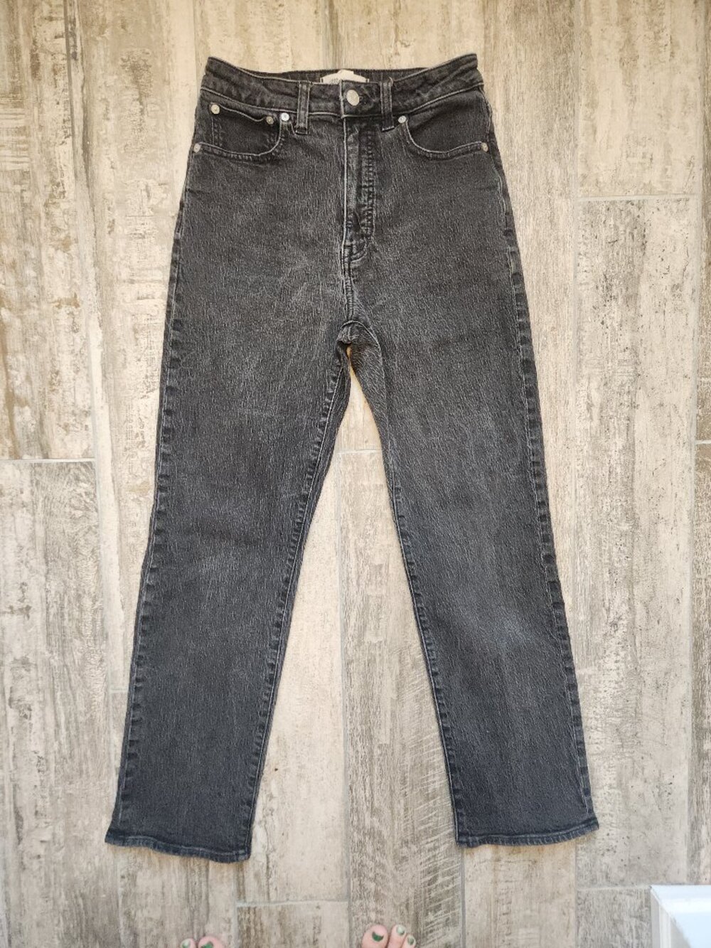 Madewell Curvy ’90s Straight Jeans Womens 27 Black High Rise Denim
